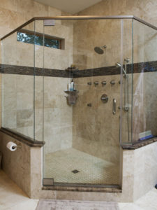 large glass walk in shower