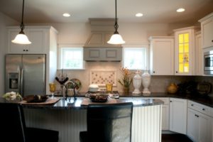 kitchen area with island