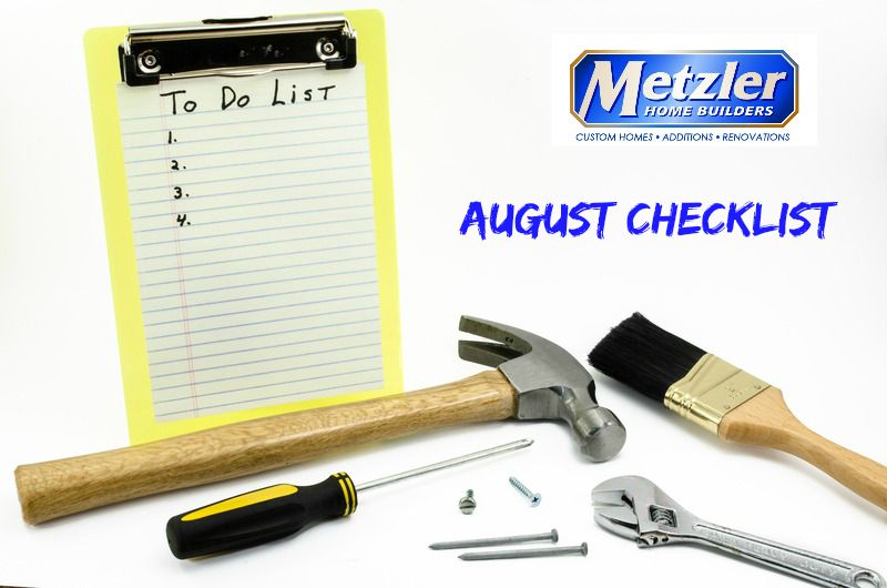 august to do list with various tools and the metzler logo around it