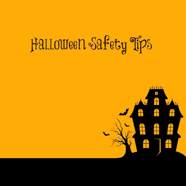 halloween themed clipart with the words halloween safety tips overlaid