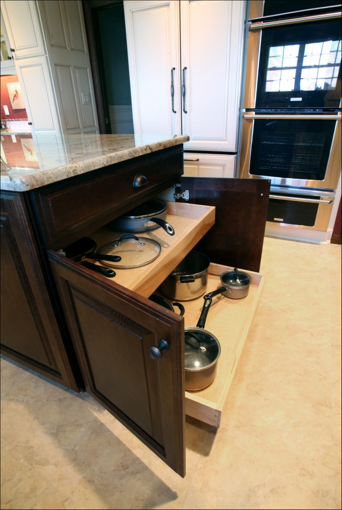 pull out shelves inside kitchen island