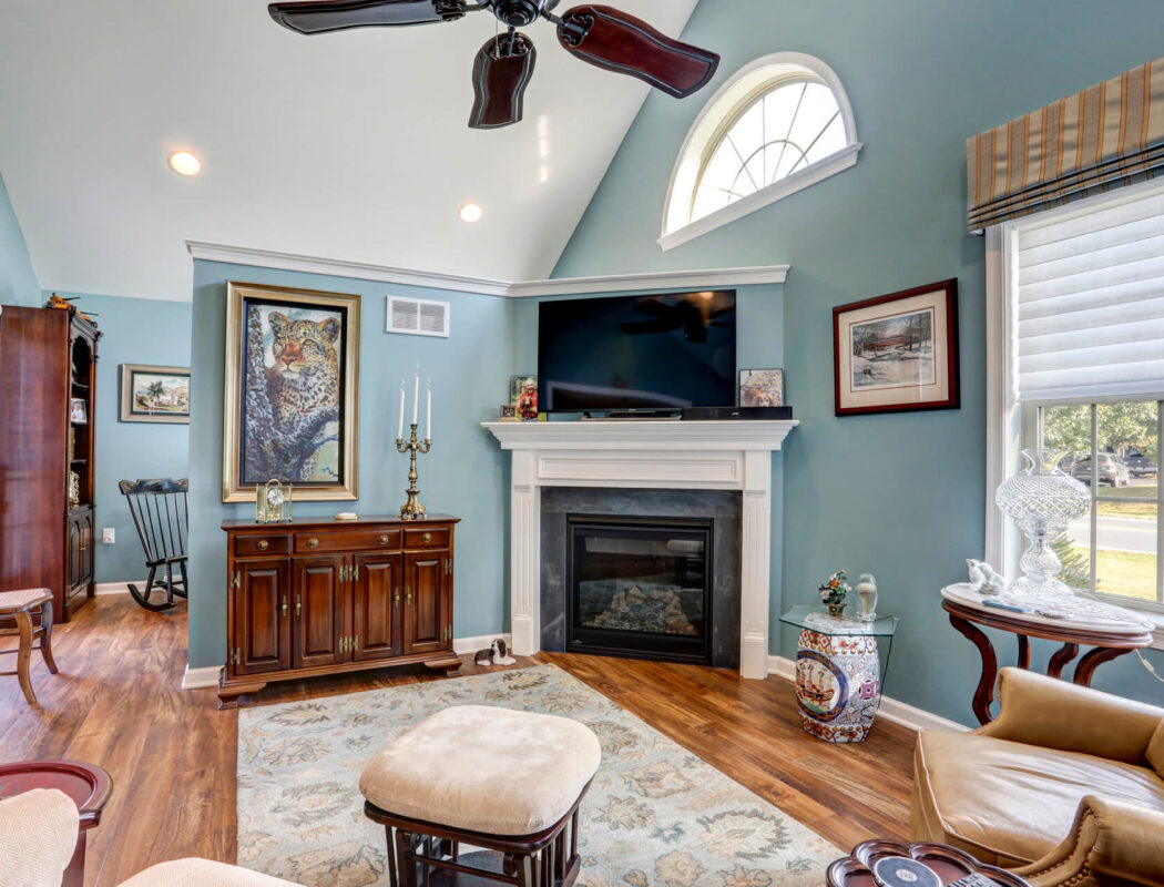 living room with fireplace