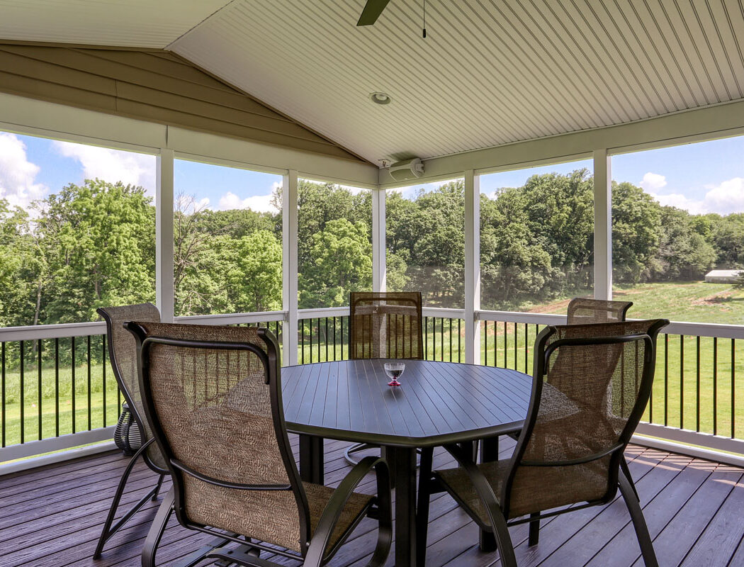 screened in outdoor living area