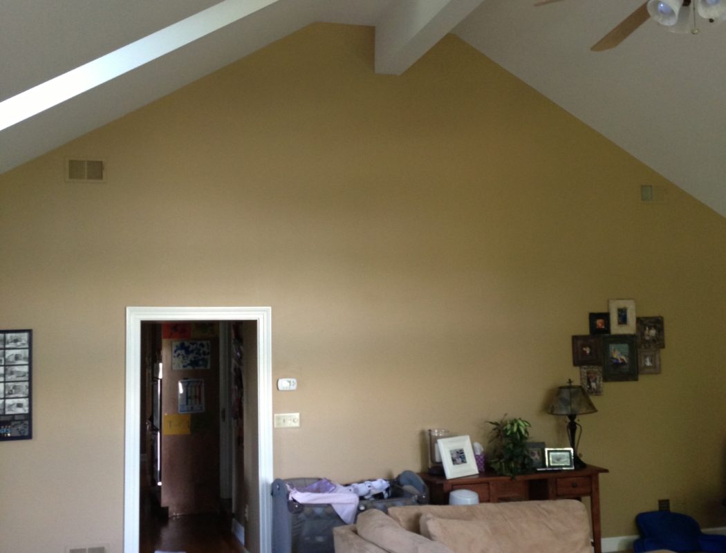 before family room with vaulted ceiling