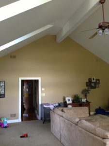 before family room with vaulted ceiling