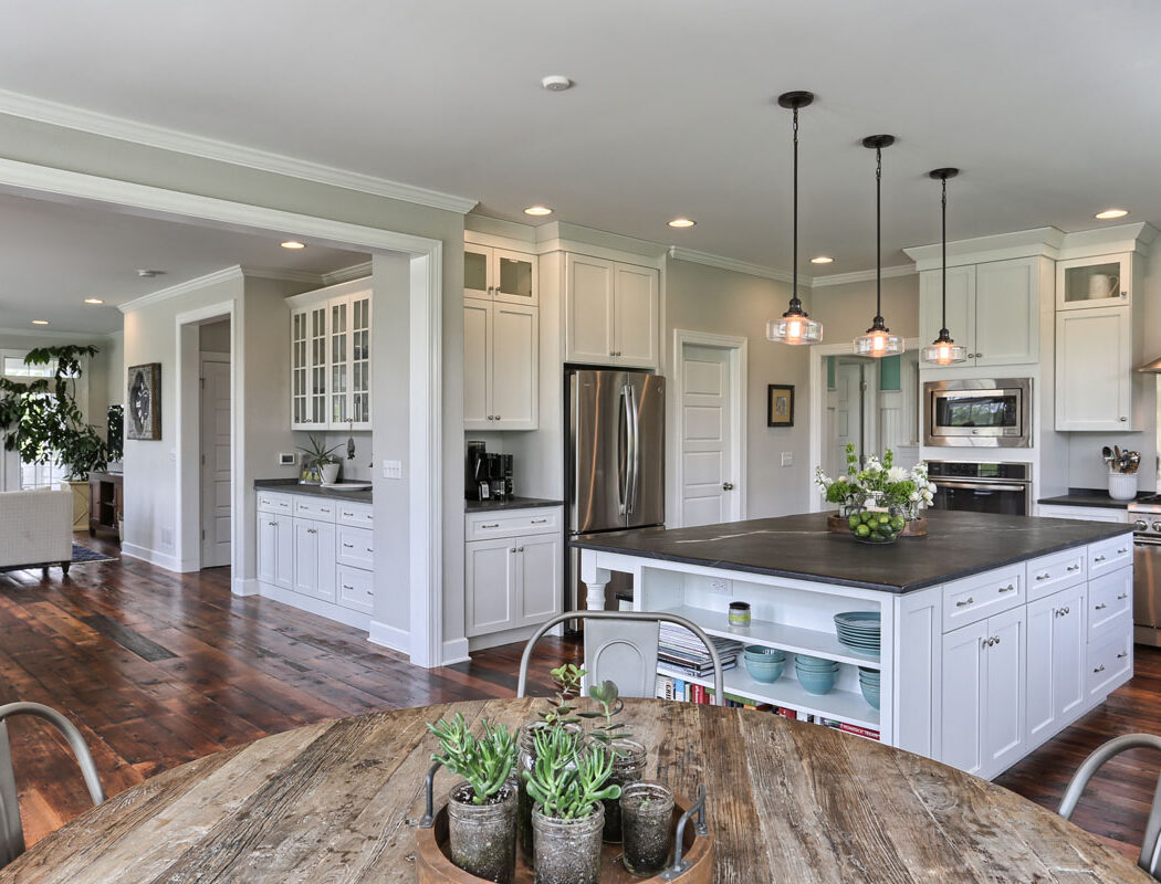 country farmhouse kitchen and dining area