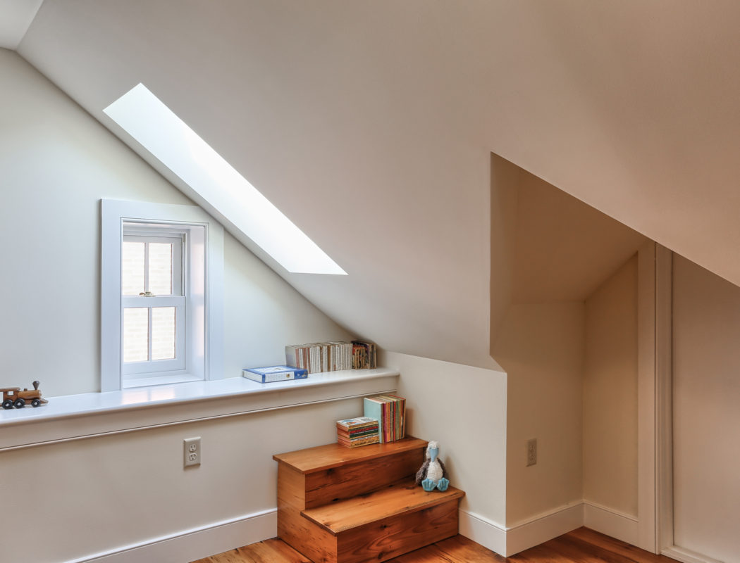 window seating area in an attic