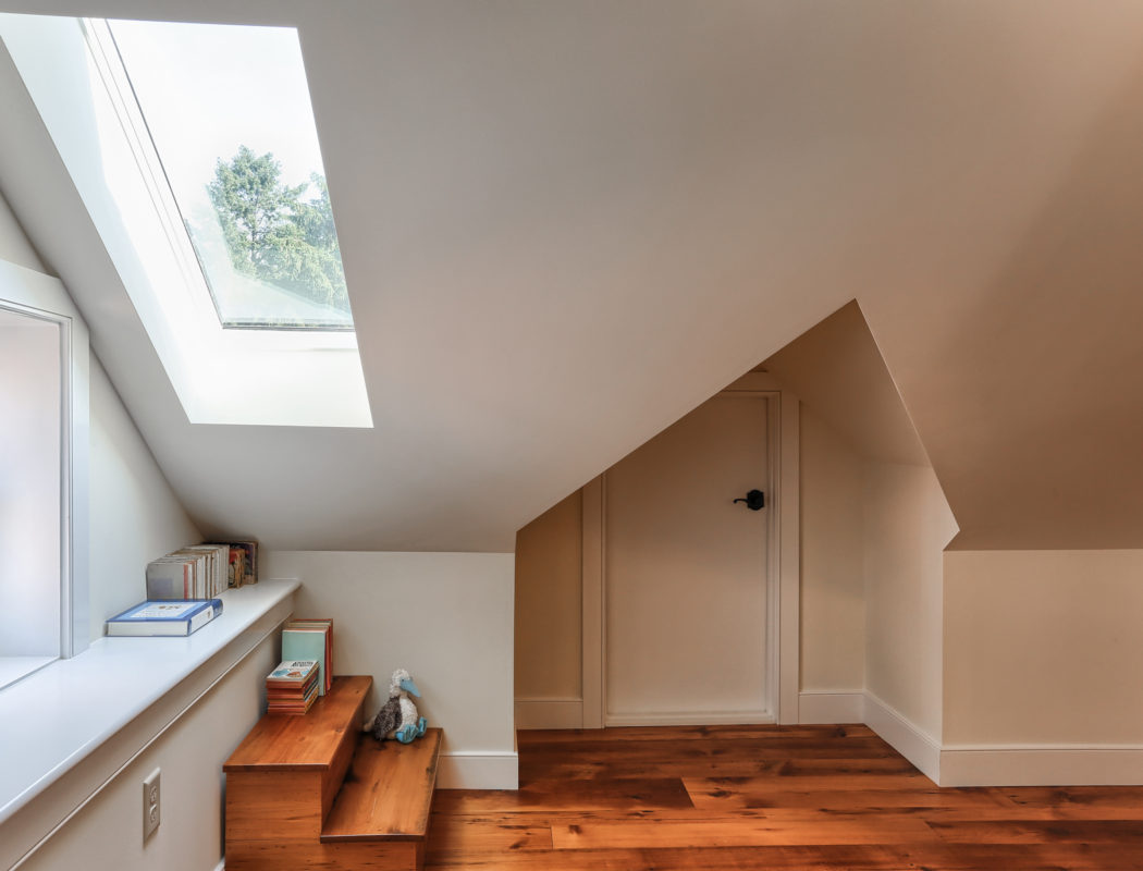 window seating area in an attic