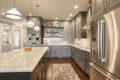 kitchen island and cabinets