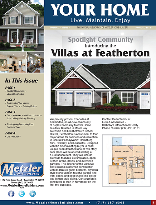 Metzler 'Your Home' Newsletter PDF cover for Volume 3 Issue 9