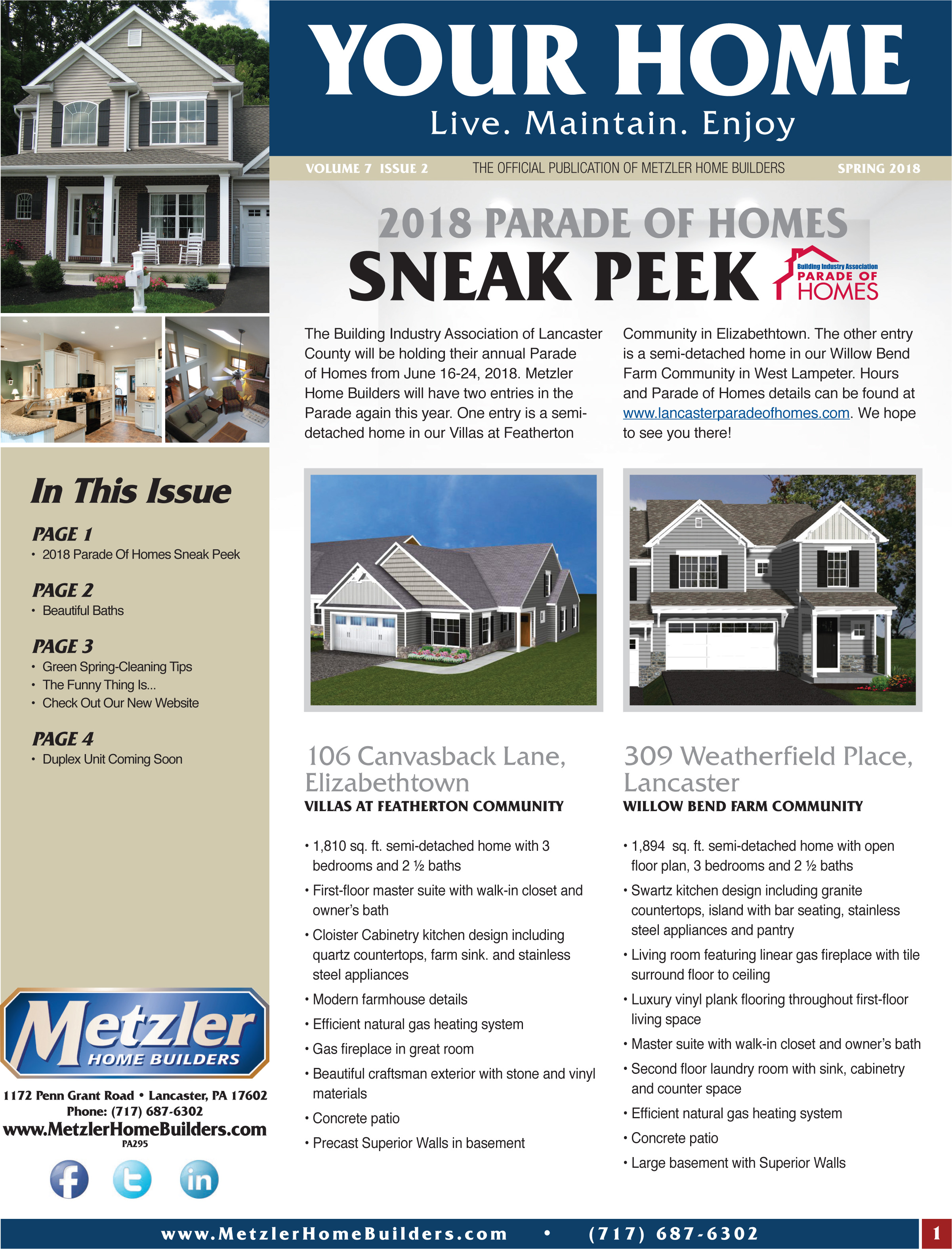 Metzler 'Your Home' Newsletter PDF cover for Volume 7 Issue 2
