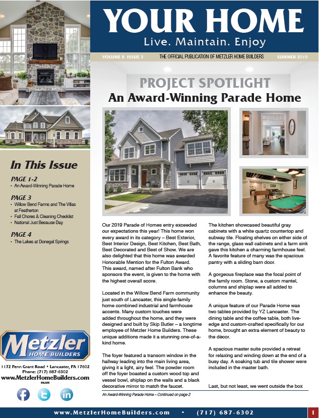 Metzler 'Your Home' Newsletter PDF cover for Volume 8 Issue 3