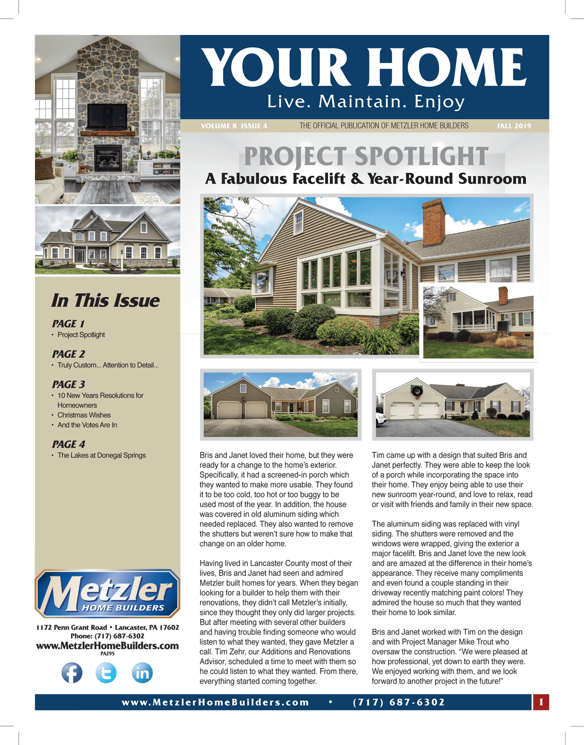 Metzler 'Your Home' Newsletter PDF cover for Volume 8 Issue 4