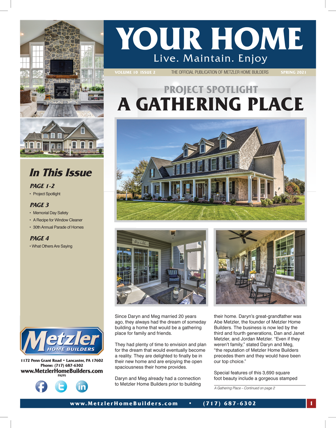 Metzler 'Your Home' Newsletter PDF cover for Spring 2021