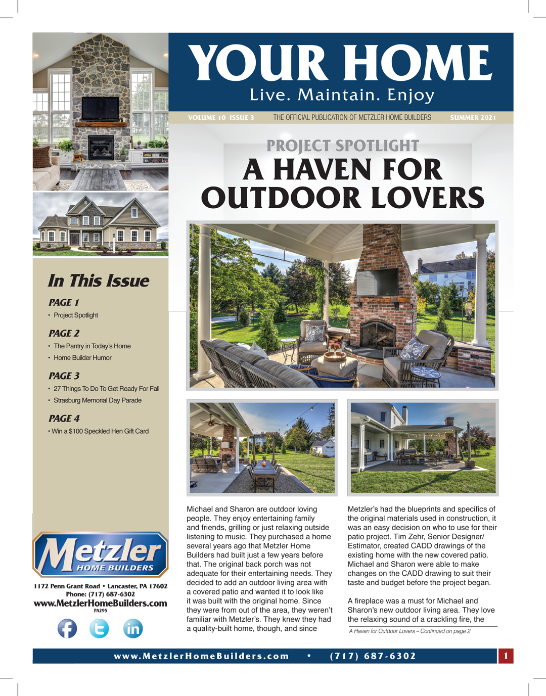 Metzler 'Your Home' Newsletter PDF cover for Summer 2021