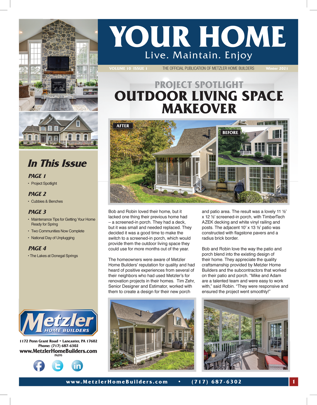 Metzler 'Your Home' Newsletter PDF cover for Winter 2021