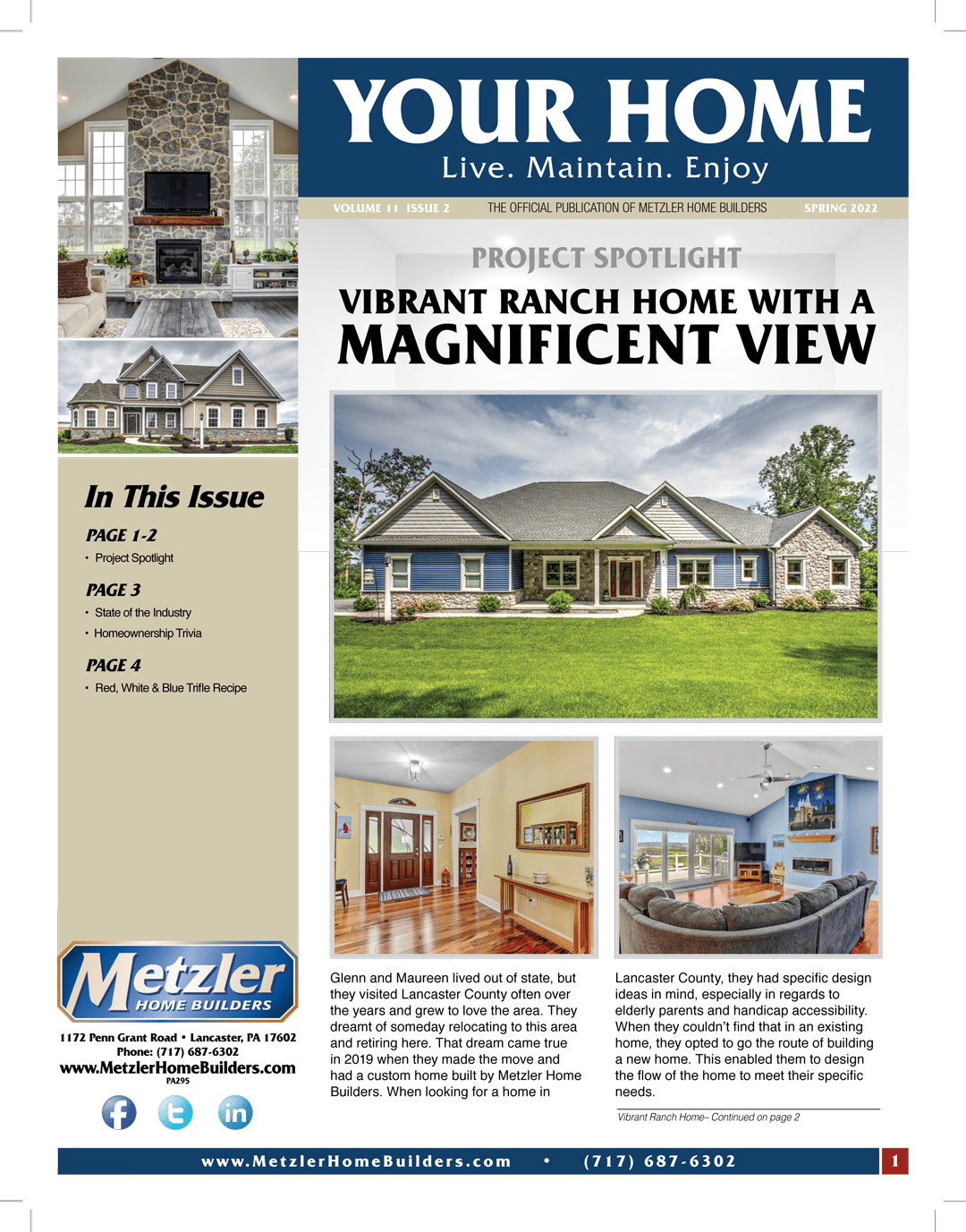 Metzler 'Your Home' Newsletter PDF cover for Spring 2022