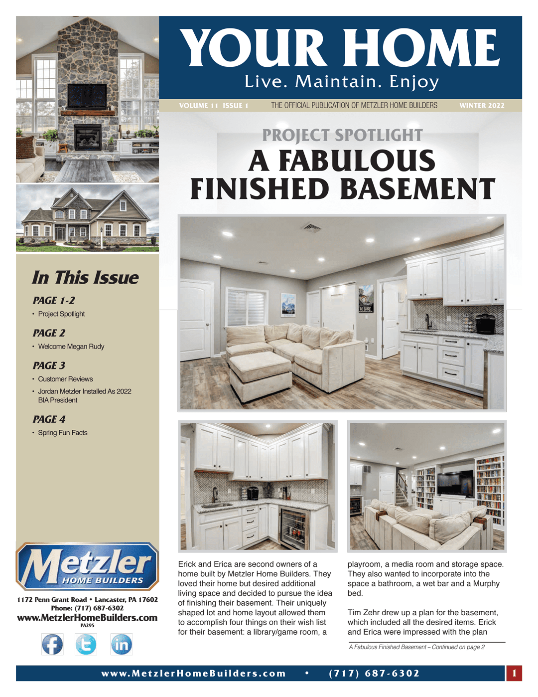 Metzler 'Your Home' Newsletter PDF cover for Winter 2022